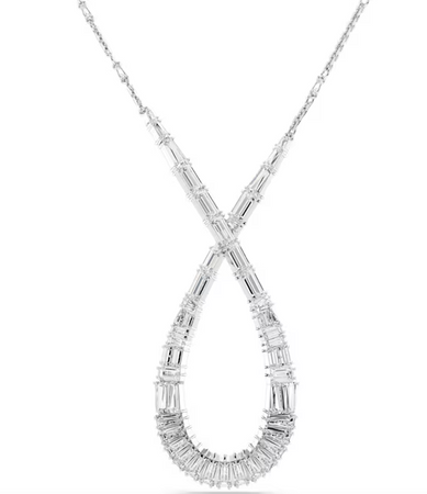 Swarovski - Collana con Pendente Hyperbola Taglio misto, Infinito, Bianco, Placcato rodio