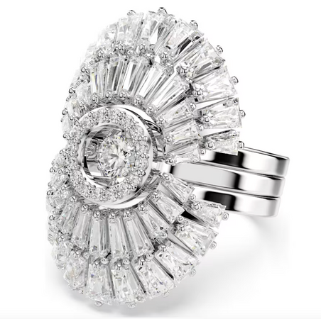 Swarovski - Anello Idyllia Set (3), Taglio misto, Conchiglia, Bianco, Placcato rodio