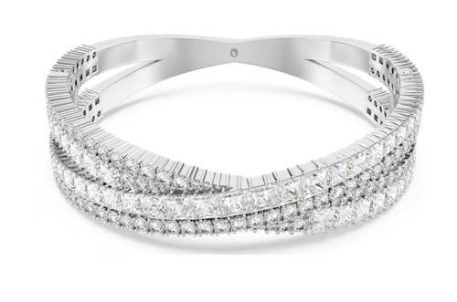 Swarovski - Bracciale rigido Hyperbola Taglio misto, Infinito, Bianco, Placcato rodio