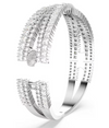 Swarovski - Bracciale rigido Hyperbola Taglio misto, Infinito, Bianco, Placcato rodio