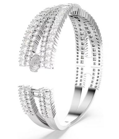 Swarovski - Bracciale rigido Hyperbola Taglio misto, Infinito, Bianco, Placcato rodio