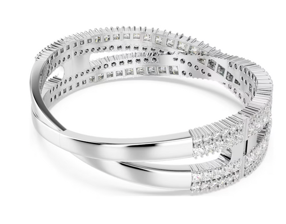 Swarovski - Bracciale rigido Hyperbola Taglio misto, Infinito, Bianco, Placcato rodio