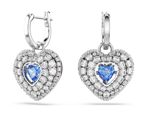 Swarovski - Orecchini pendenti Hyperbola Cuore, Blu, Placcato rodio