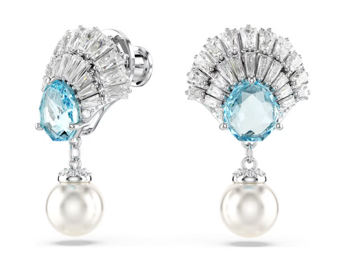 Swarovski - Orecchini pendenti Idyllia Conchiglia, Blu, Placcato rodio