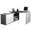 Scrivania angolare con cassettiera color cemento e bianco laccato da ufficio 150 cm Made in Italy