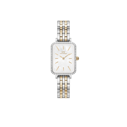 Daniel Wellington - OROLOGIO QUADRO LUMINE BEZEL 5-LINK TWO-TONE MOP