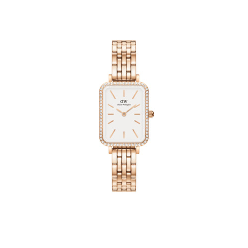 Daniel Wellington - OROLOGIO QUADRO LUMINE BEZEL 5-LINK MELROSE