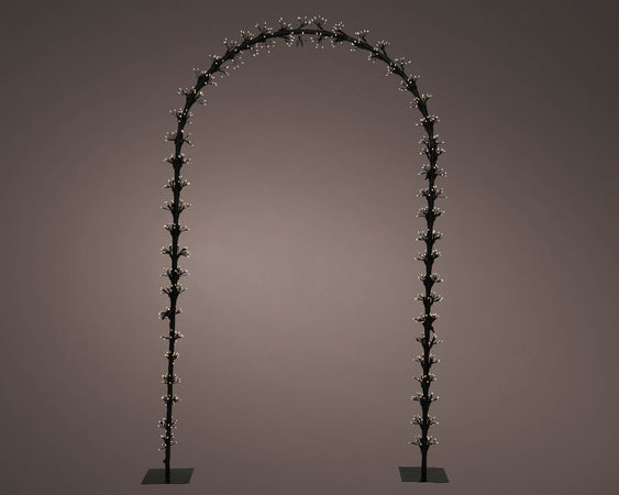 Figura luminosa di Arco, con ciuffi di led a luce bianco caldo in acrilico da 230 cm