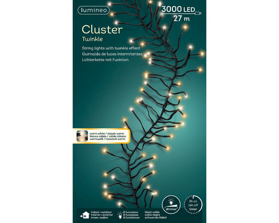Catena lineare a LED luce calda con 8 funzioni luminose da 27 metri