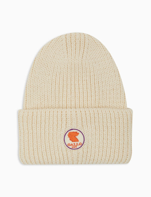 Gallo Berretto con risvolto unisex bianco a coste tinta unita cappello uomo / cappello donna