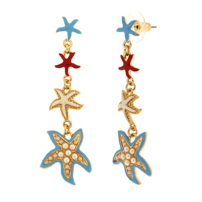 BYSIMON - Orecchini in Metallo con stelle marine colorate pendenti