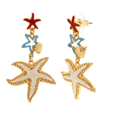 BYSIMON - Orecchini in Metallo con stelle marine colorate