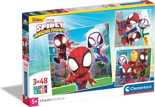 Clementoni - Supercolor Puzzle Marvel Spidey ed i suoi fantastici amici- 3x48 Pezzi