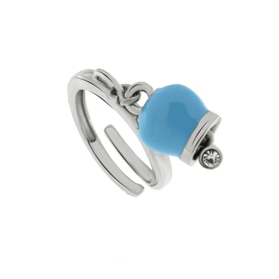 BYSIMON - Anello in Metallo con campanella portafortuna azzurro, impreziosita da punto luce