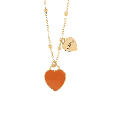 BYSIMON - Collana in Metallo con cuore arancione