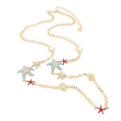 BYSIMON - Collana in Metallo con stelle marine e conchiglie