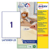 Etichetta Adesiva L4735Rev Bianca Rimovibili 25F A4 210X297Mm (1Et/Fg Laser