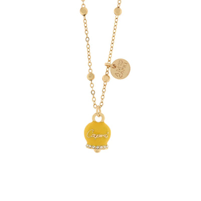 BYSIMON - Collana in Metallo con campanella pendente gialla