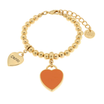 BySimon - Bracciale in Metallo con cuore arancione pendente
