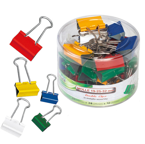 Barattolo 60 Double Clips Assortite Art.566