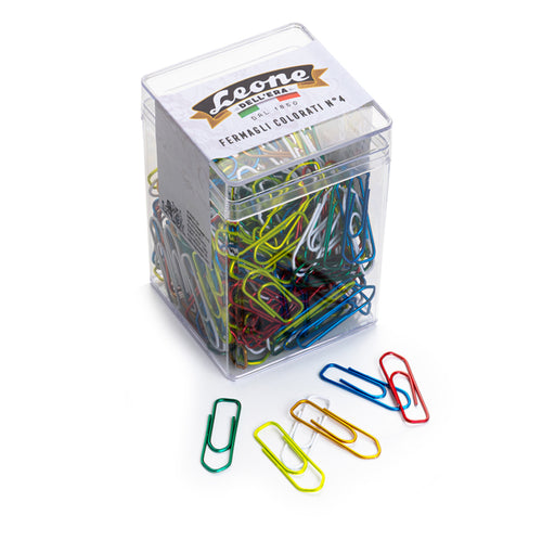 Barattolo 250 Fermagli Colori Metal N.4 Mm32 Leone Color