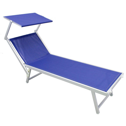 Lettino prendisole Jesolo in alluminio e texilene per piscina e giardino con tettuccio