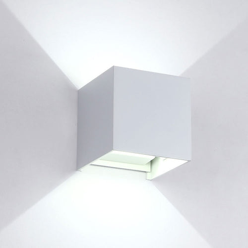 Applique A Led Faretto Cubo Lampada Da Parete Muro 12w Luce Doppia Ip65 Bianco