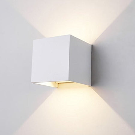 Applique A Led Faretto Cubo Lampada Da Parete Muro 12w Luce Doppia Ip65 Bianco