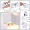 Applique A Led Faretto Cubo Lampada Da Parete Muro 12w Luce Doppia Ip65 Bianco