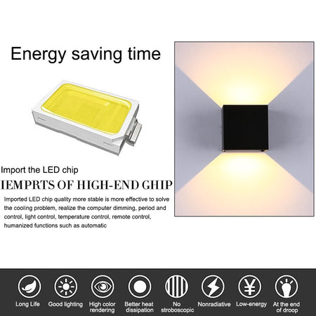 Applique Led Cubo Da Parete 6W Doppia Emissione Bianco IP65 Bianco Freddo 6000k Wisdom - Foto 6