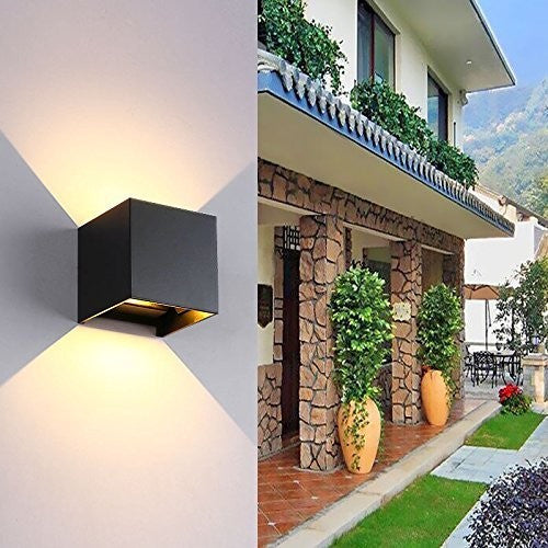 Applique A Led Faro Cubo Faretto Lampada Da Parete Muro 12w Doppia Luce Ip65