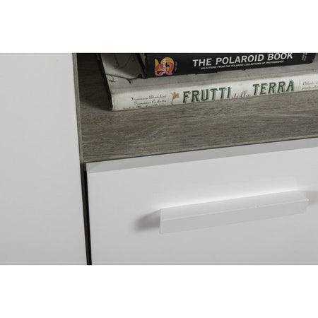 Armadio 3 ante e 2 cassetti Rovere Gessato e Bianco Lucido per stanzetta e camera da letto