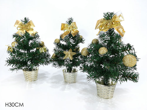 Albero innevato 30cm oro 3ass.
