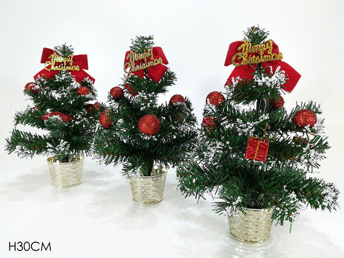 Albero Innevato 30cm Rosso