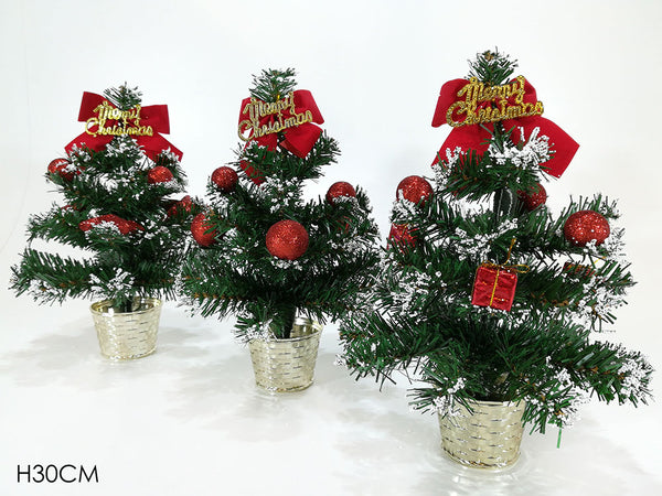 Albero Innevato 30cm Rosso