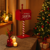 Mailbox in metallo colore rosso con decorazioni natalizie 50 cm