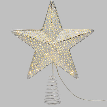 Puntale per albero di natale stella luminosa con 23 led bianco caldo addobbo natalizio Ø30 cm