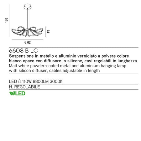 Lampadario moderno alluminio Perenz BLOSSOM 6608 B LC LED sospensione