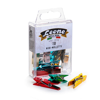Scatola 10 Mini Mollette Colori Metal Assort.Leone Color