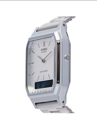 Orologio Casio unisex per uomo e per donna, AQ-230A-7D, quadrante bianco doppio orario analogico e digitale