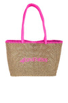 4GIVENESS | Borsa mare cartapaglia ricamo