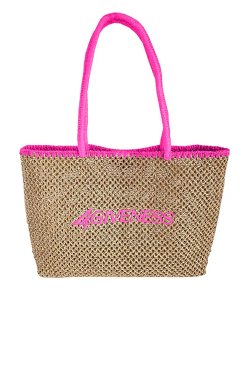 4GIVENESS | Borsa mare cartapaglia ricamo