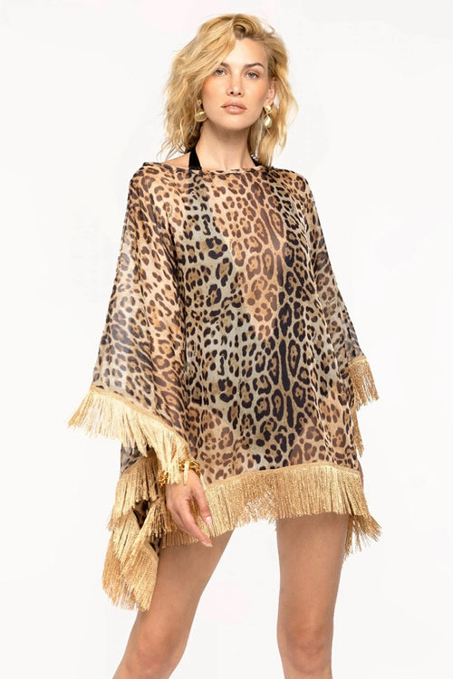 4GIVENESS | Caftano corto Rose Leopard