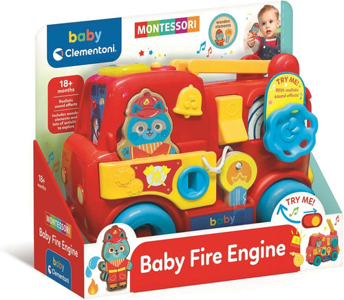 CLEMENTONI Montessori Baby Firetruck - camion dei pompieri con metodo Montessori - educativo - con elementi in legno, 17551