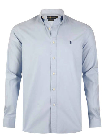 Ralph Lauren Camicia Uomo Button-down Tinta Unita Slim Fit Feather Weight Twill Camicia Polo Maniche Lunghe Pony Ricamato