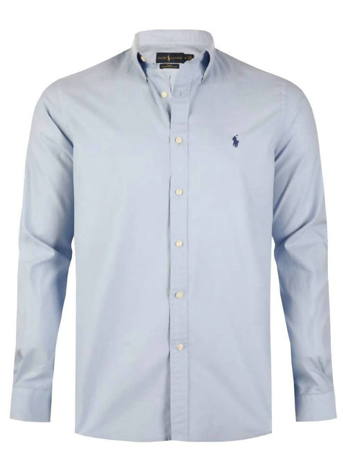 Ralph Lauren Camicia Uomo Button-down Tinta Unita Slim Fit Feather Weight Twill Camicia Polo Maniche Lunghe Pony Ricamato