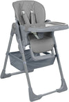 KIKKABOO Seggiolone COMFY+ , regolabile in altezza, con cinture, doppio vassoio, pieghevole, chiusura compatta, comodo, colore GREY, grigio