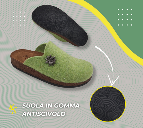 Originali Zoccoli Alpini, Ciabatte Uomo e Donna Invernali, Calde Sabot Tirolesi in Lana Cotta, 100% Made in Italy