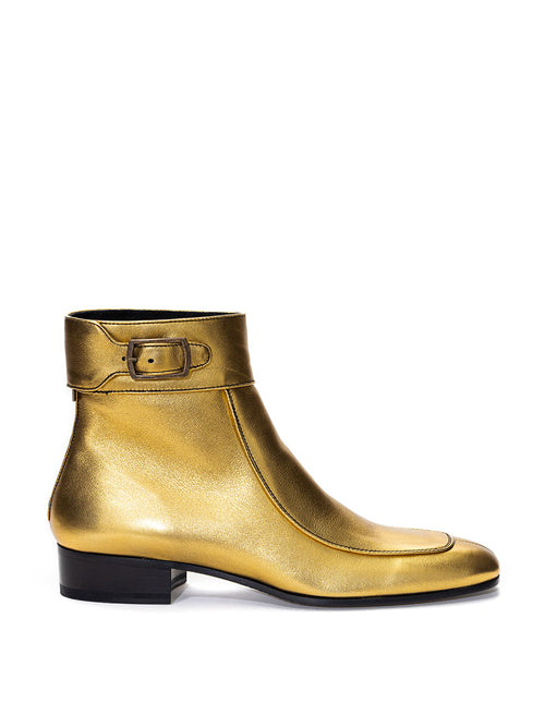 Saint Laurent Ankle Boot Oro in Pelle da donna