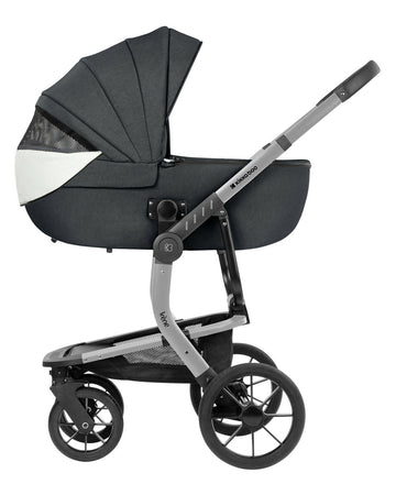 KIKKABOO Trio Completo IRENE, colore DARK GREY composto da Culla Navicella + Seggiolino Auto i-Size (40-87 cm) + Passeggino